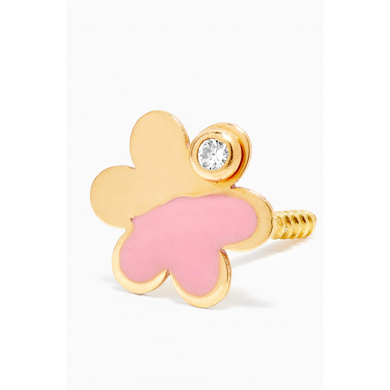 Baby Fitaihi - Flower Diamond Stud Earrings in 18kt Yellow Gold