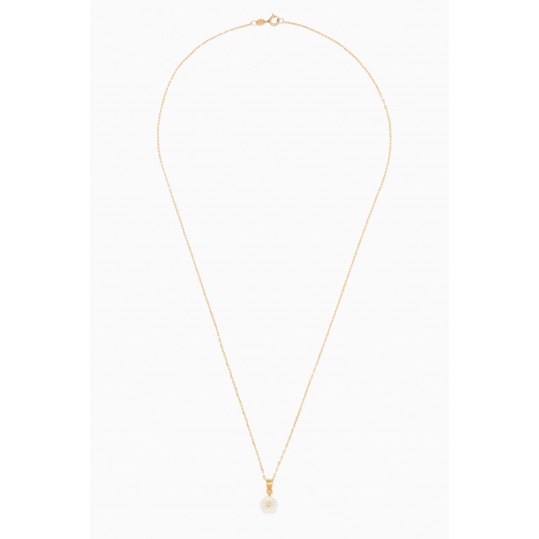 Baby Fitaihi - Floral Diamond Pendant Necklace in 18ky Yellow Gold