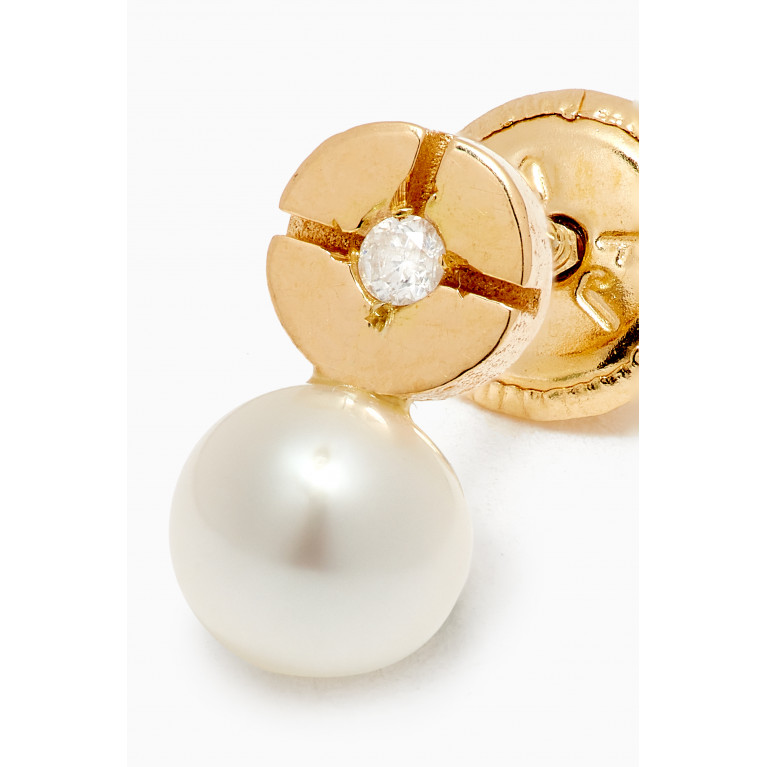 Baby Fitaihi - Pearl Diamond Stud Earrings in 18kt Yellow Gold Gold