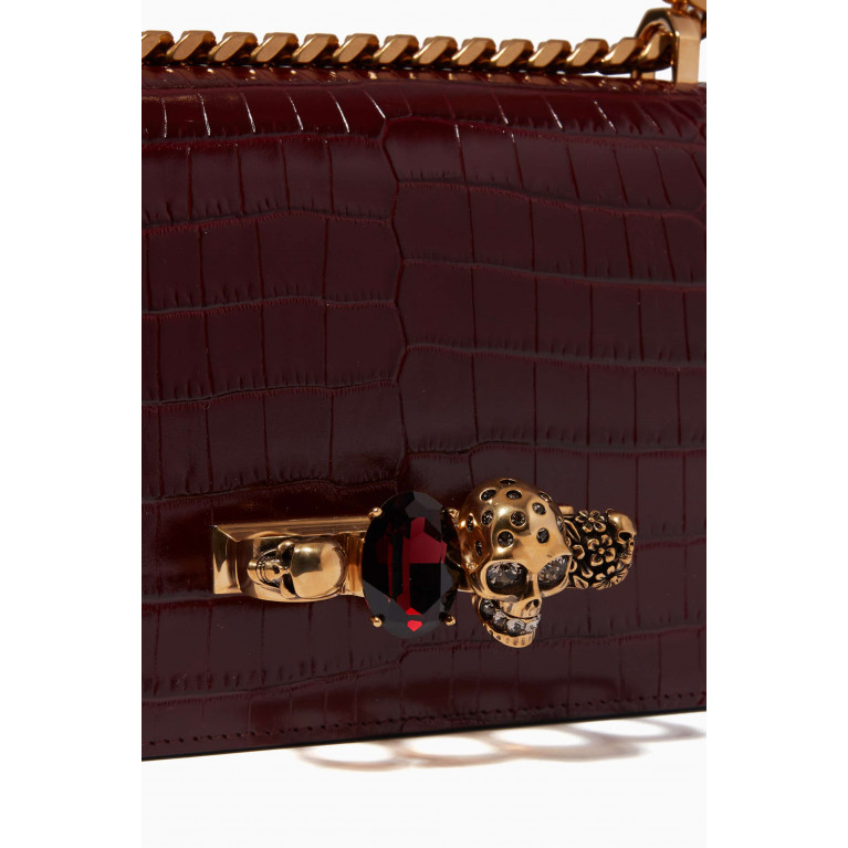 Alexander McQueen - Jewelled Satchel in Croc-embossed Leather