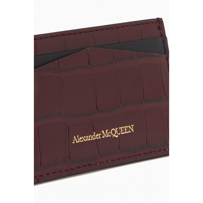 Alexander McQueen - Skull Card Holder in Croc-Embossed Calfskin