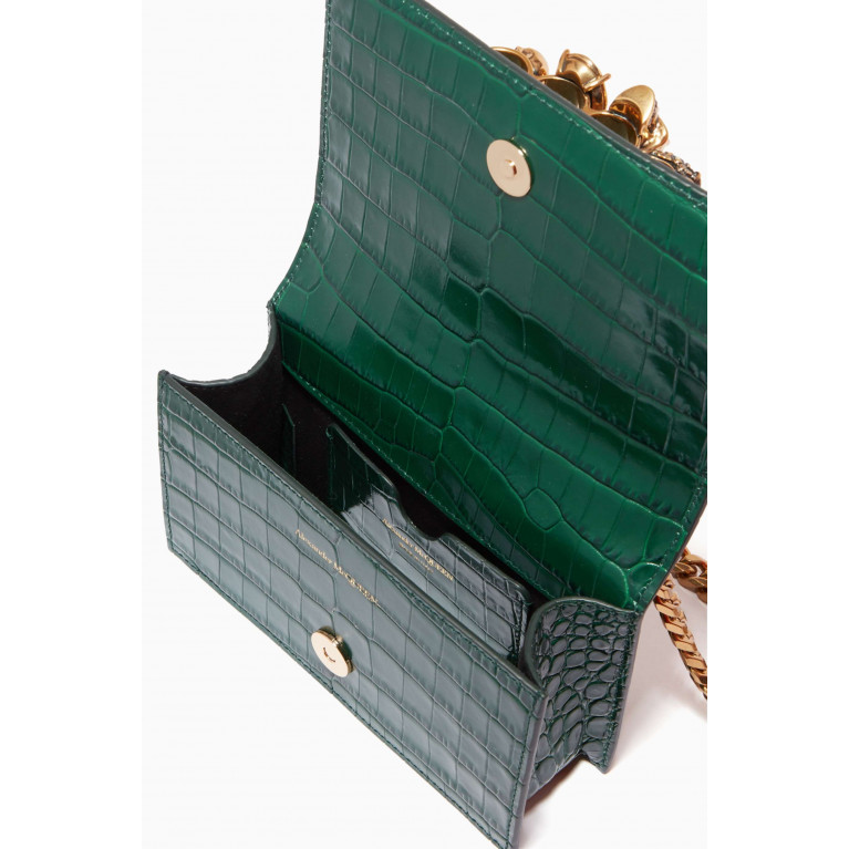 Alexander McQueen - Mini Jewelled Satchel in Croc-embossed Leather