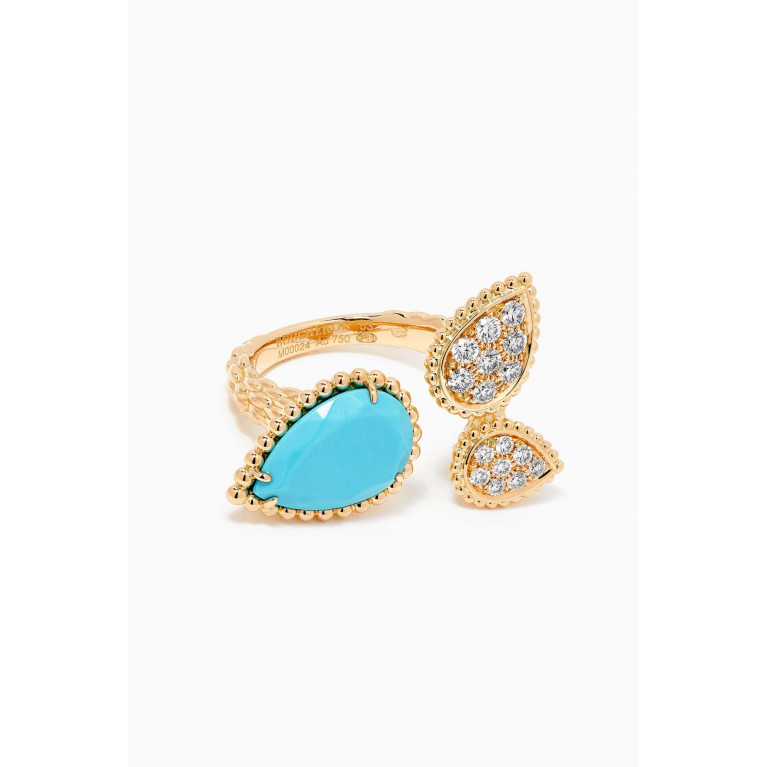 Boucheron - Serpent Bohème Triple Motif Diamond Ring with Turquoise in 18kt Yellow Gold