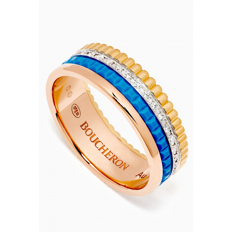 Boucheron - Quatre Blue Edition Small Ring with Diamonds in 18kt Gold