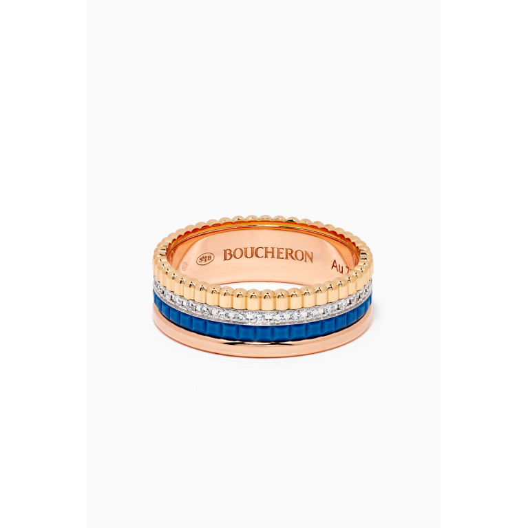 Boucheron - Quatre Blue Edition Small Ring with Diamonds in 18kt Gold
