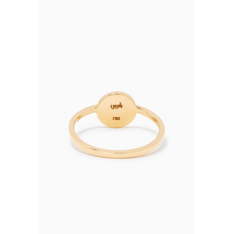 Bil Arabi - Mina "F" Round Enamel Ring in 18kt Yellow Gold