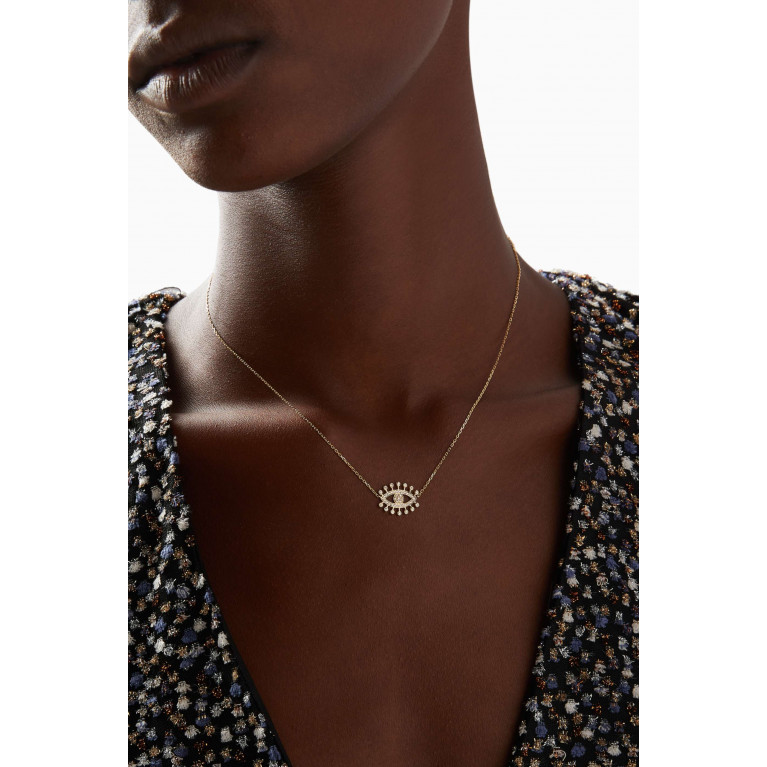 Aquae Jewels - Eye Dubai Diamond Necklace in 18kt Yellow Gold