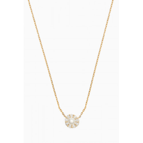 Aquae Jewels - Flower Pearl & Diamond Necklace in 18kt Yellow Gold