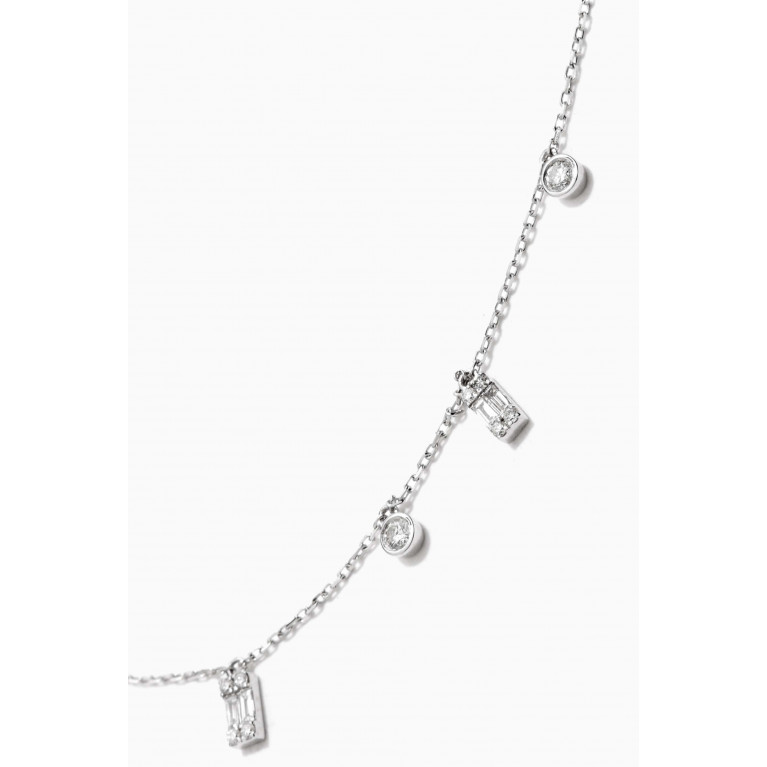 Aquae Jewels - Constellation Baguette Diamond Necklace in 18kt White Gold Silver
