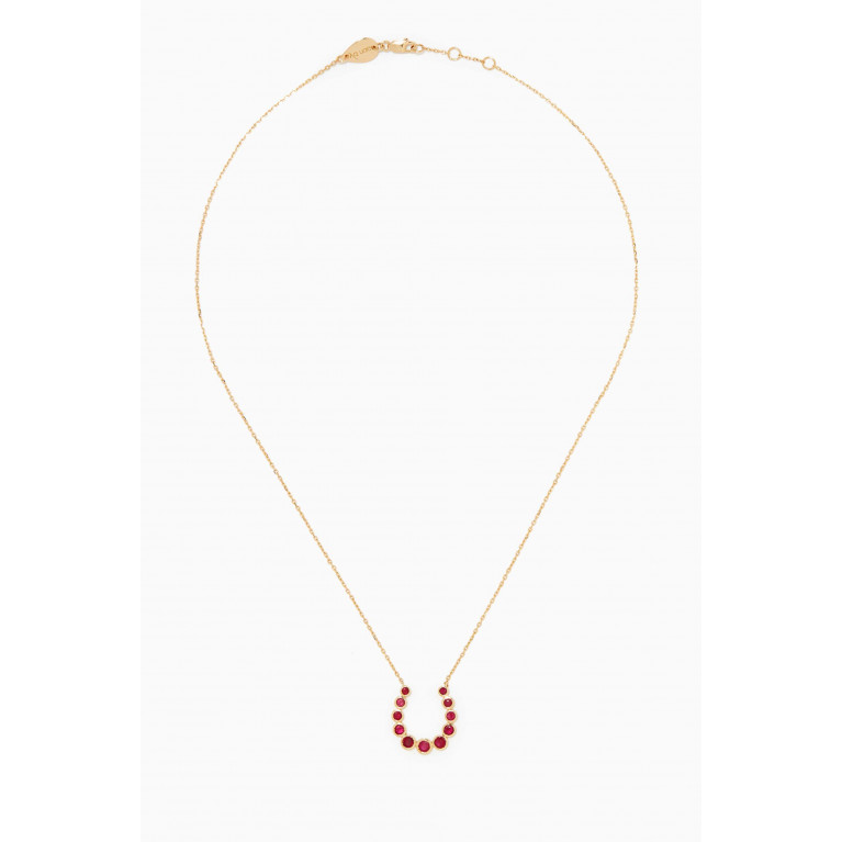 Aquae Jewels - Horse Shoe Ruby Necklace in 18kt Yellow Gold