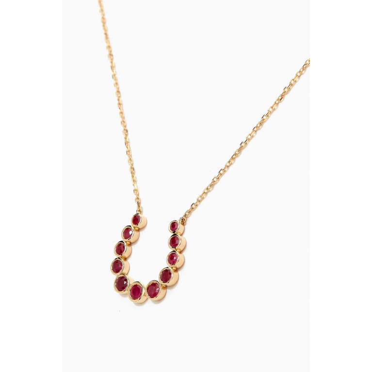 Aquae Jewels - Horse Shoe Ruby Necklace in 18kt Yellow Gold