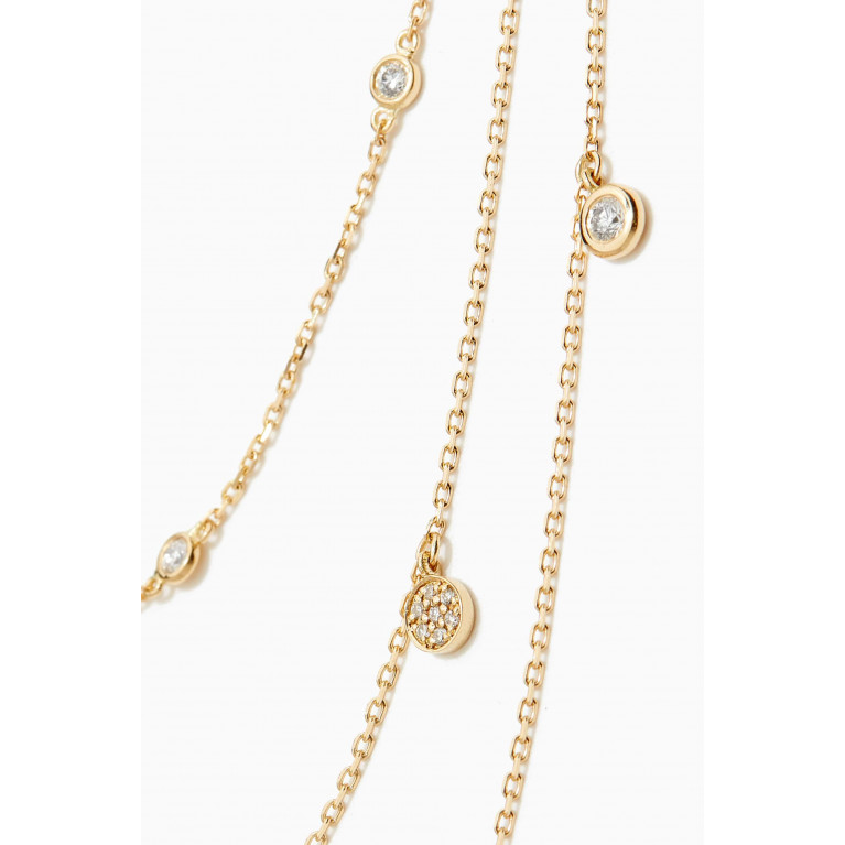 Aquae Jewels - Three Rows Necklace with Diamond Charms in 18kt Yellow Gold