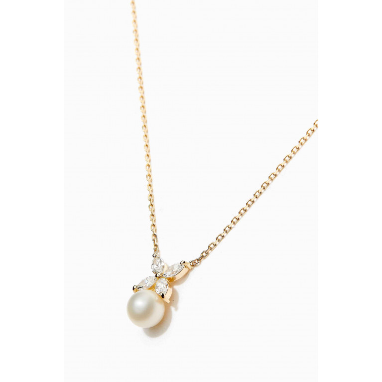 Aquae Jewels - Filipina Daisy Pearl & Diamond Necklace in 18kt Yellow Gold