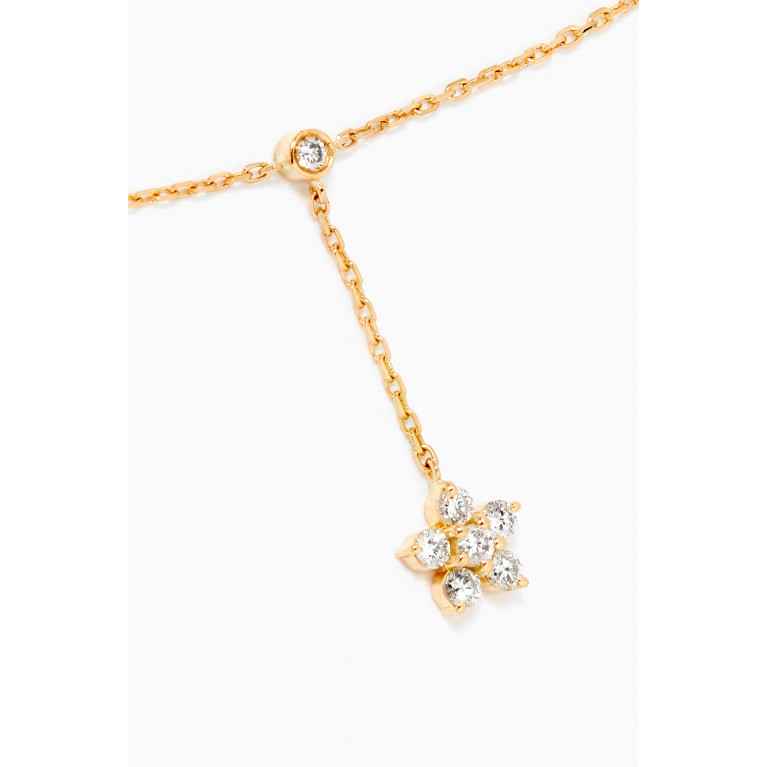 Aquae Jewels - Fairy Hanging Flower Diamond Anklet in 18kt Yellow Gold