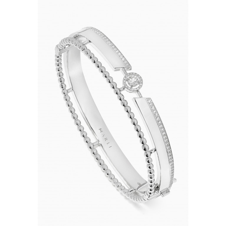 Marli - Rock Diamond Multi-strand Hinged Bracelet in 18kt White Gold