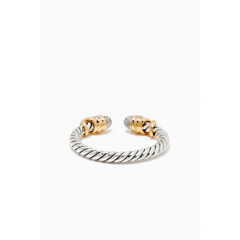 David Yurman - Petite Helena Diamond Ring with 18kt Yellow Gold Silver