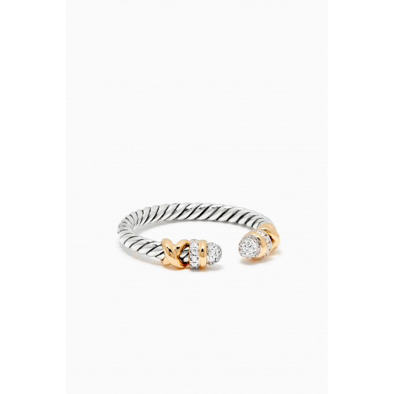 David Yurman - Petite Helena Diamond Ring with 18kt Yellow Gold Silver