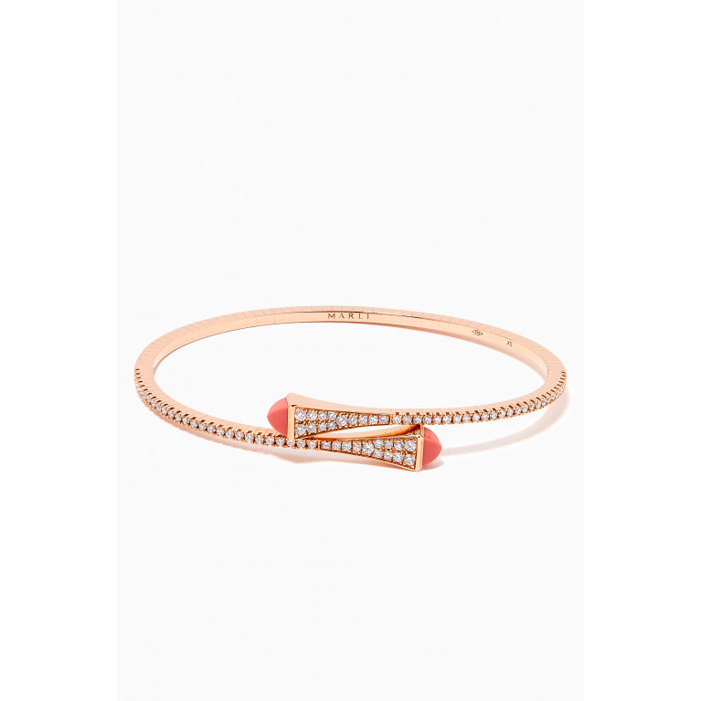 Marli - Cleo Pink Coral Diamond Slip-on Bracelet in 18kt Rose Gold