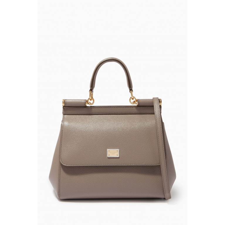 Dolce & Gabbana - Small Sicily Bag in Dauphine Leather Neutral