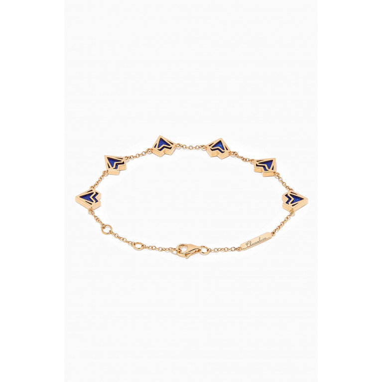 Charmaleena - Multi Six Hearts Bracelet with Lapis Lazuli in 18kt Yellow Gold