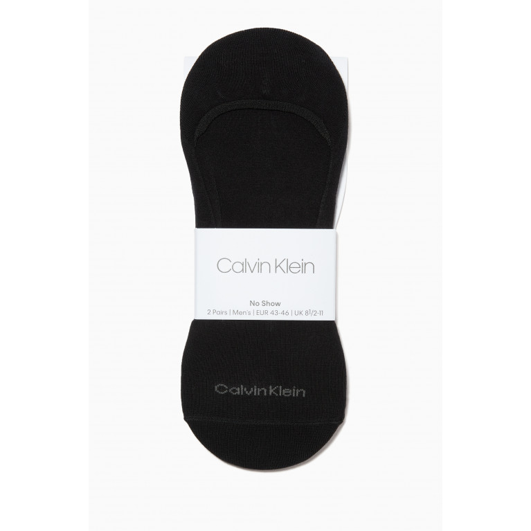 Calvin Klein - Cotton Blend Invisible Socks, Set of 2 Black