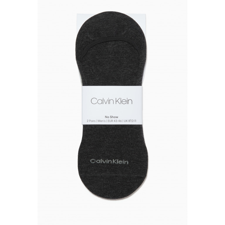 Calvin Klein - Cotton Blend Invisible Socks, Set of 2 Grey