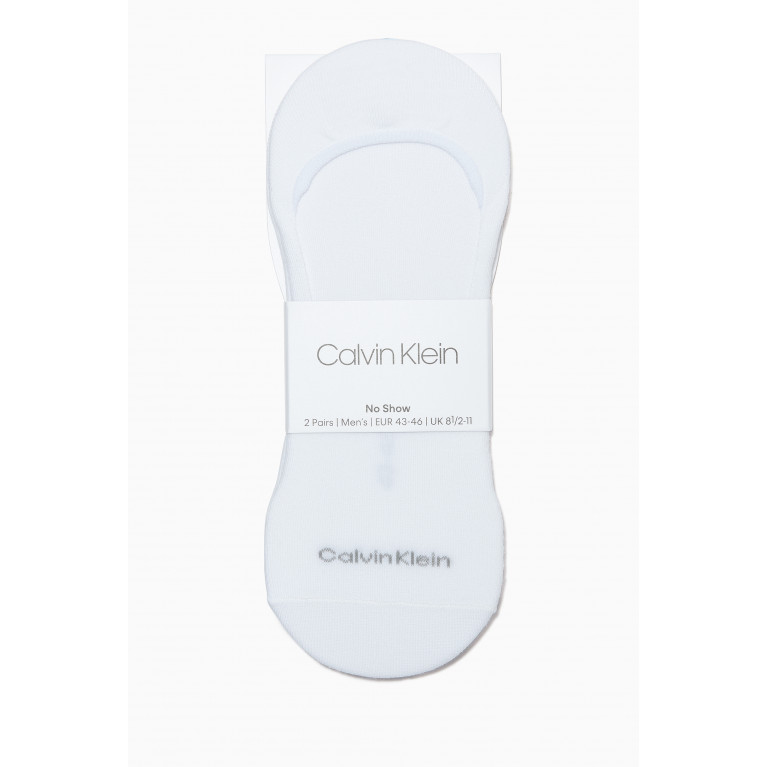 Calvin Klein - Cotton Blend Invisible Socks, Set of 2 White