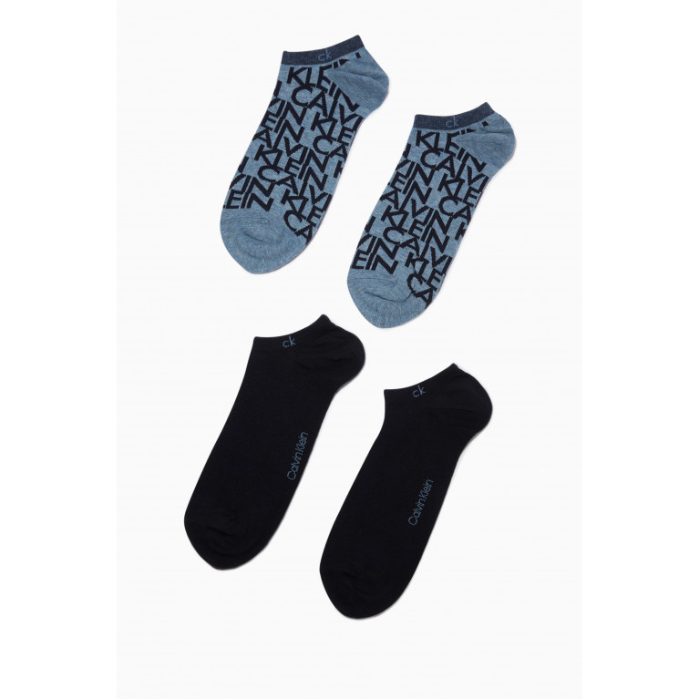 Calvin Klein - Knit Trainer Socks, Set of 2 Blue
