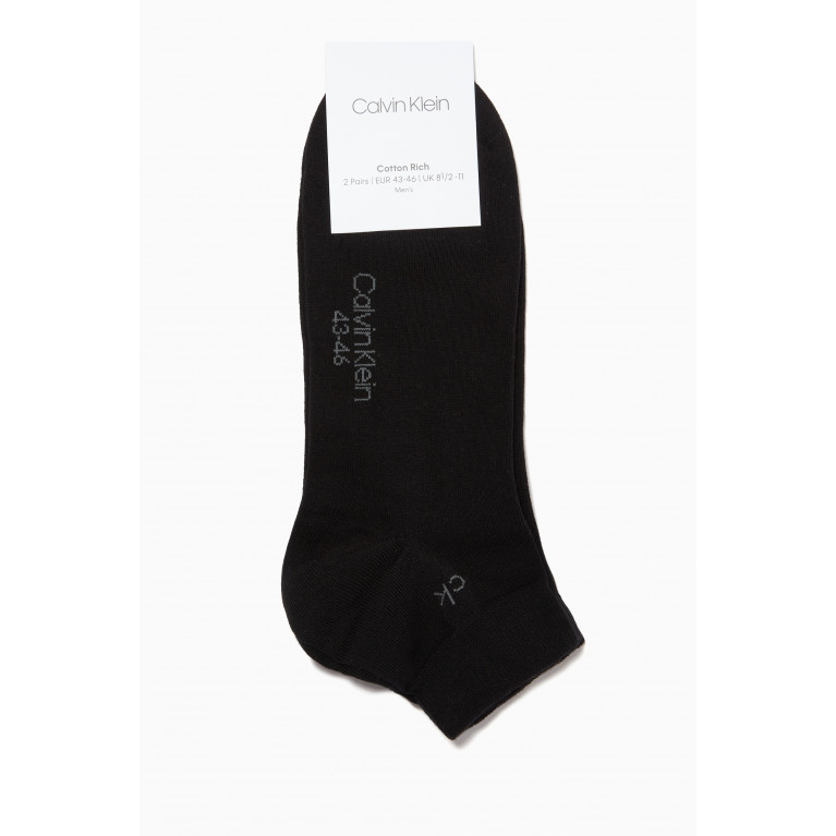 Calvin Klein - Cotton Blend Ankle Socks, Set of 2 Black