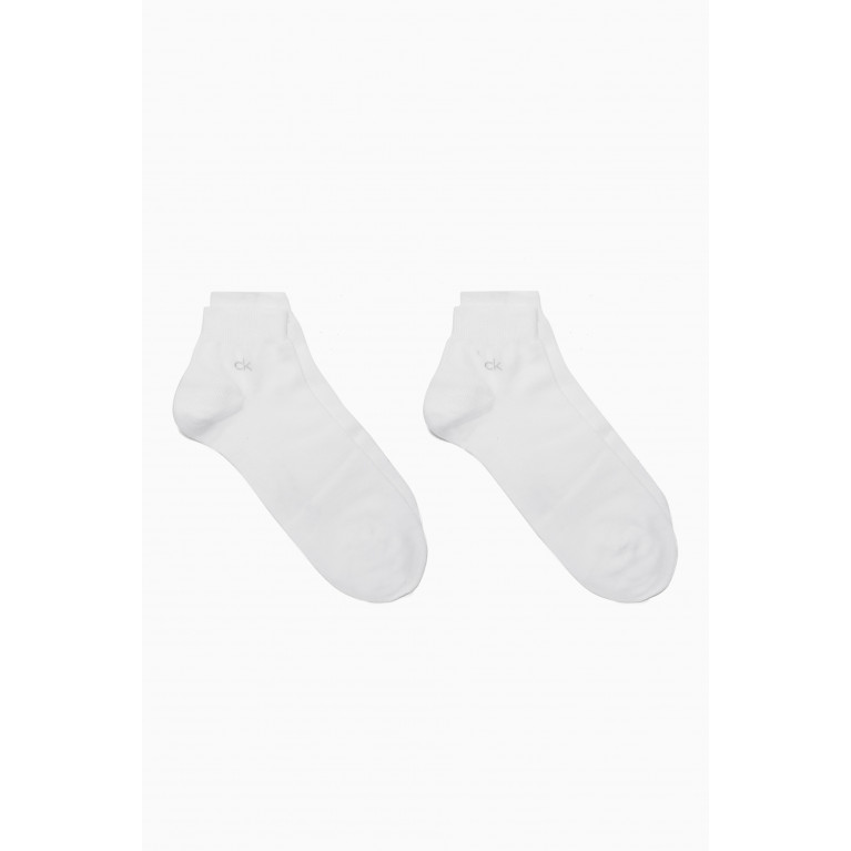 Calvin Klein - Cotton Blend Ankle Socks, Set of 2 White