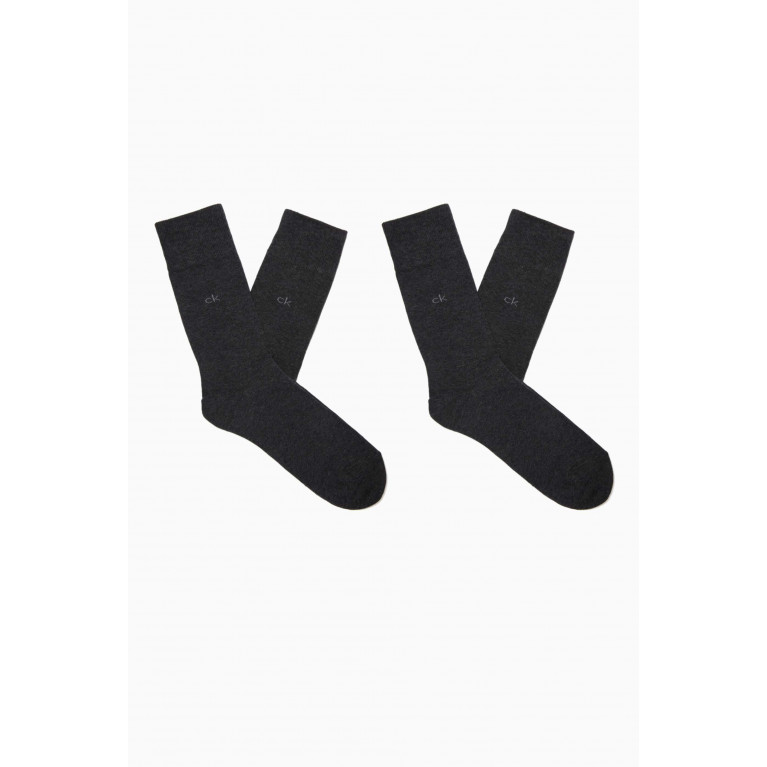 Calvin Klein - Flat Knit Crew Socks, Set of 2 Grey