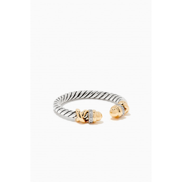 David Yurman - Petite Helena Diamond Ring with 18kt Yellow Gold Domes