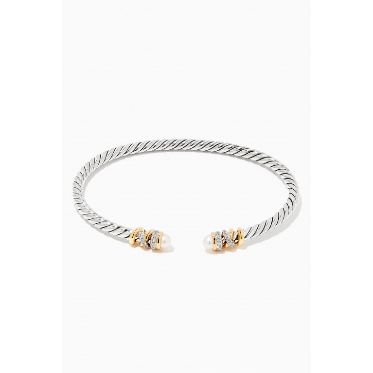 David Yurman - Petite Helena Diamond Bracelet with Pearls & 18kt Yellow Gold