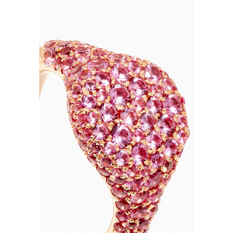 David Yurman - Mini Chevron Pinky Ring with Pavé Pink Sapphires in 18kt Rose Gold