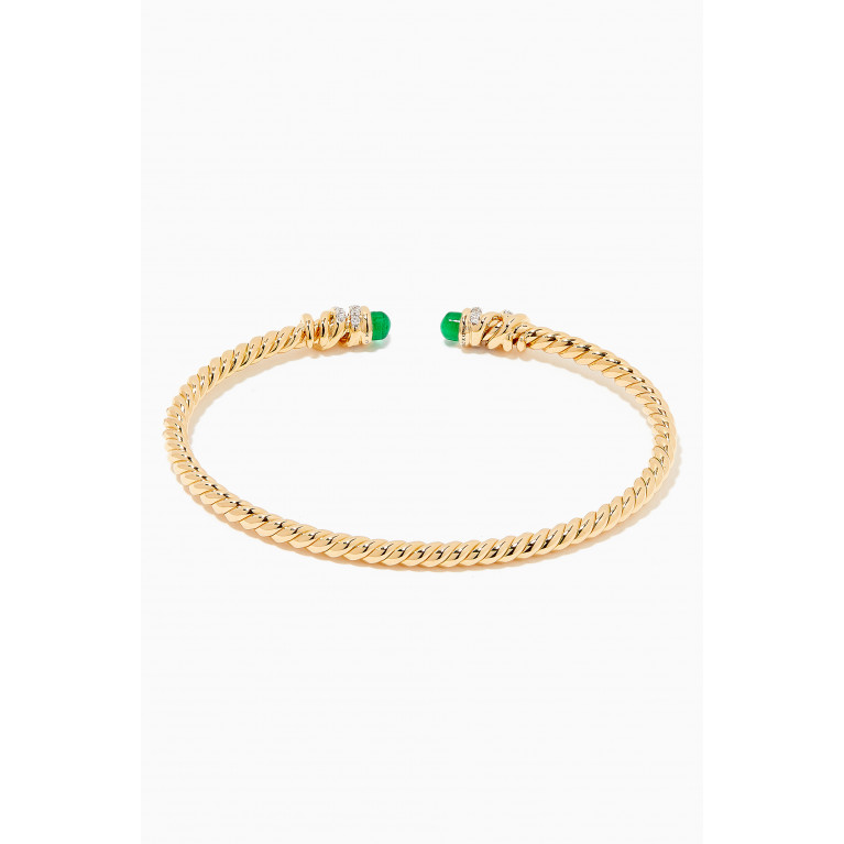 David Yurman - Petite Helena Diamond Bracelet with Emeralds in 18kt Yellow Gold