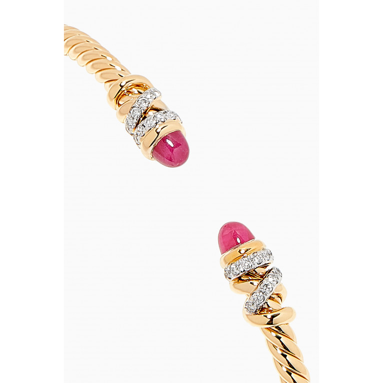 David Yurman - Petite Helena Diamond Bracelet with Rubies in 18kt Yellow Gold