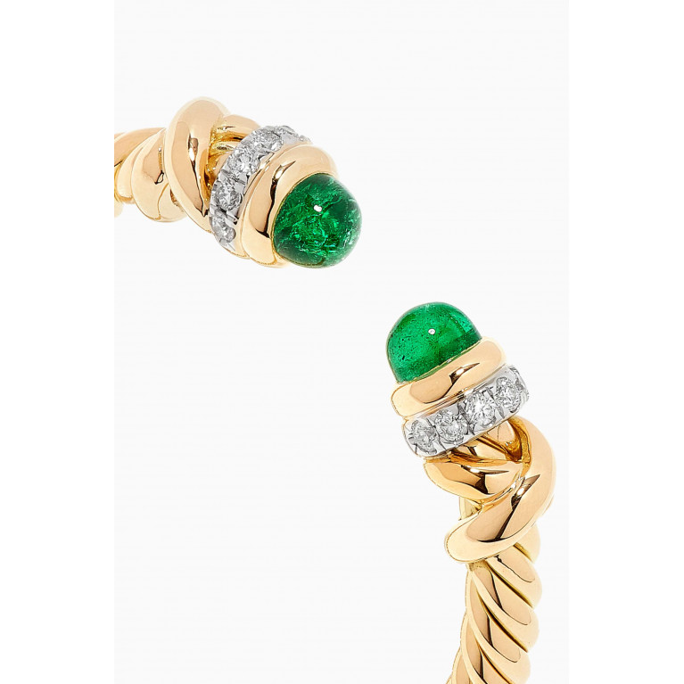 David Yurman - Petite Helena Diamond Ring with Emeralds in 18kt Yellow Gold