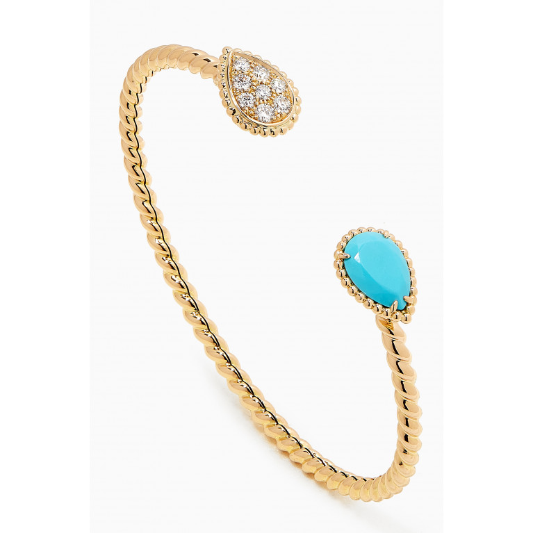 Boucheron - Serpent Bohème Double S Motif Diamond Bracelet with Turquoise in 18kt Yellow Gold