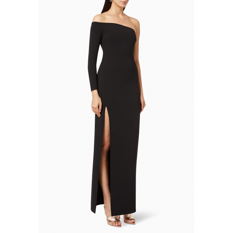Solace London - Palmer Crepe Evening Gown Black