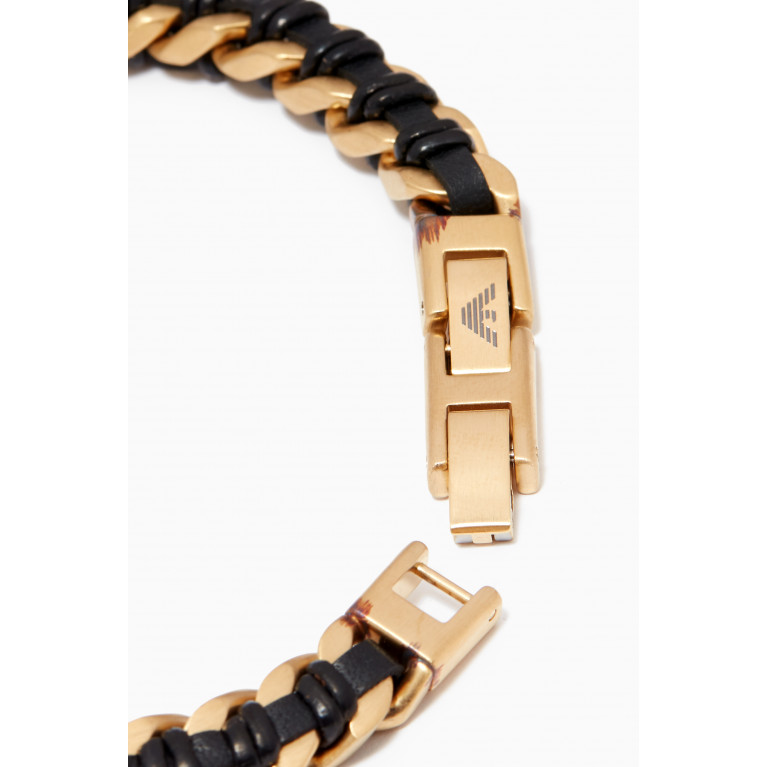 Emporio Armani - Chain Bracelet in Stainless Steel and Leather