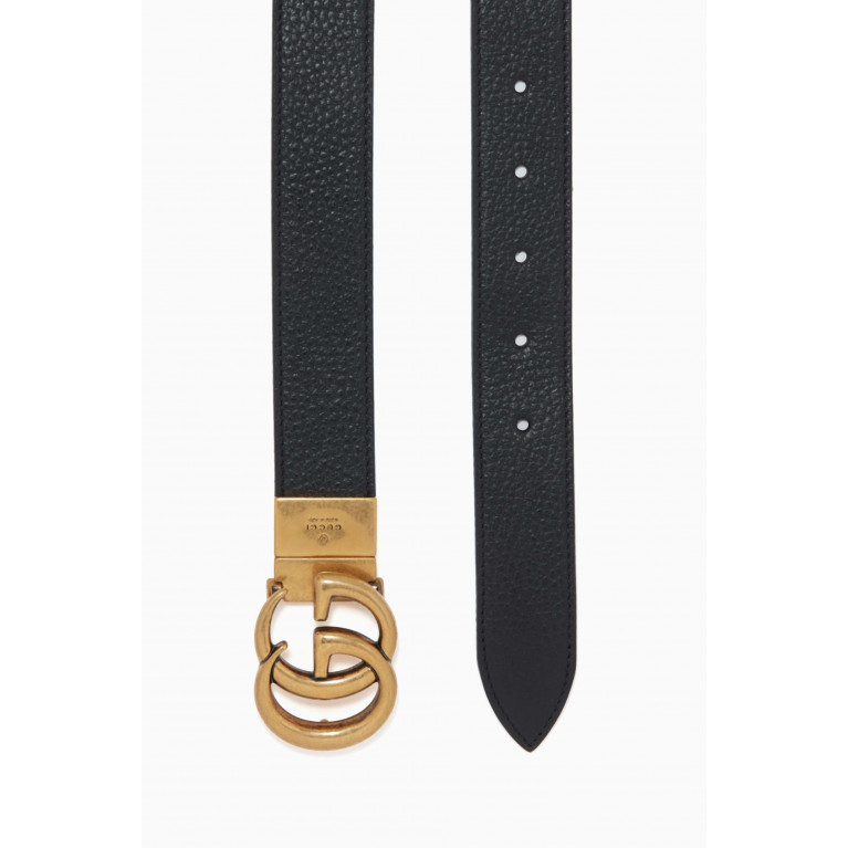 Gucci - Double G Buckle Reversible Belt in Leather Black