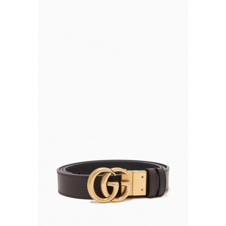Gucci - Double G Buckle Reversible Belt in Leather Black