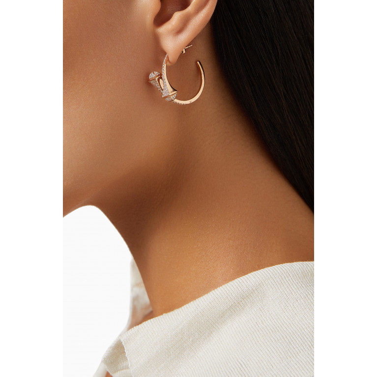 Marli - Cleo Full Diamond Small Hoop Earrings in 18kt Rose Gold