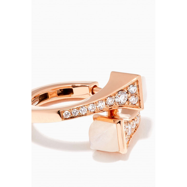Marli - Cleo Diamond Huggie Earrings with Moon Stone in 18kt Rose Gold