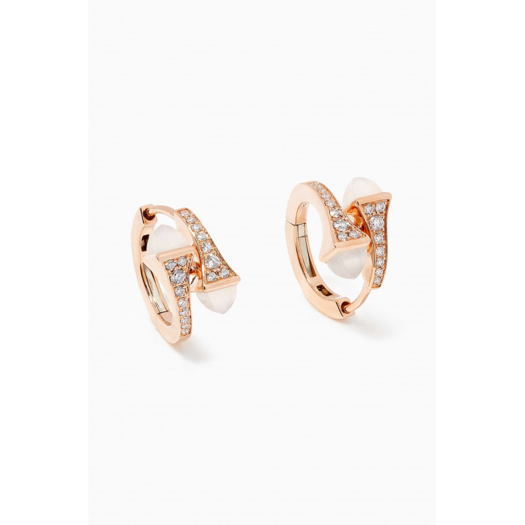 Marli - Cleo Diamond Huggie Earrings with Moon Stone in 18kt Rose Gold