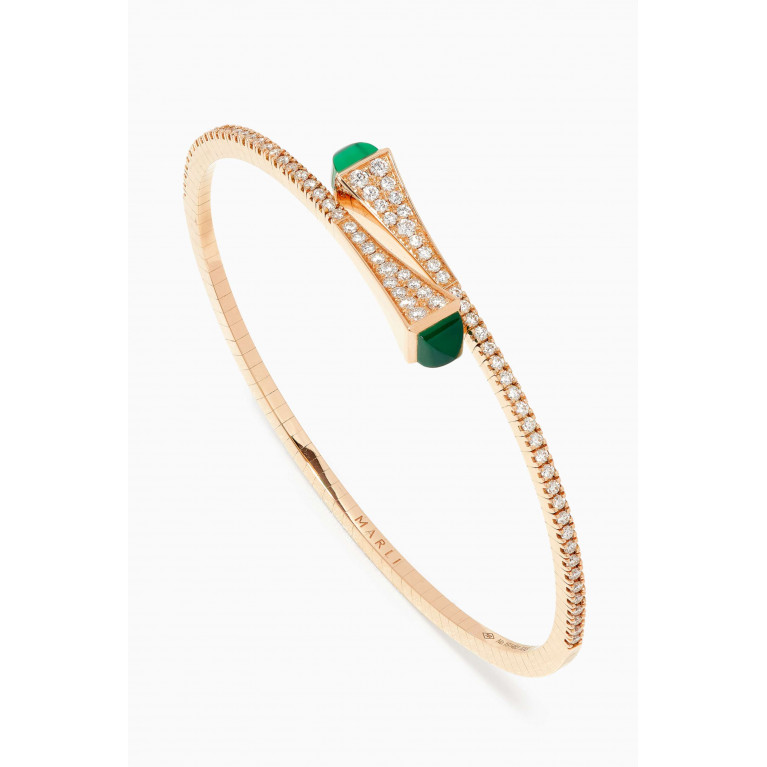 Marli - Cleo Diamond Slim Slip-on Bracelet with Green Agate in 18kt Rose Gold