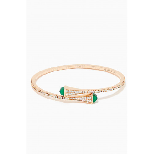 Marli - Cleo Diamond Slim Slip-on Bracelet with Green Agate in 18kt Rose Gold Rose Gold
