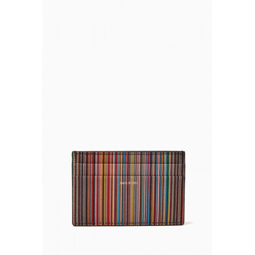 Paul Smith - Signature Stripe Card Holder in Leather Black