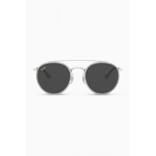 Ray-Ban - Round Double Bridge Polarized Sunglasses