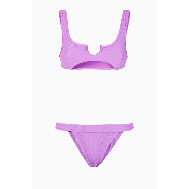 Frankies Bikinis - Cole Ribbed Bikini Top Purple